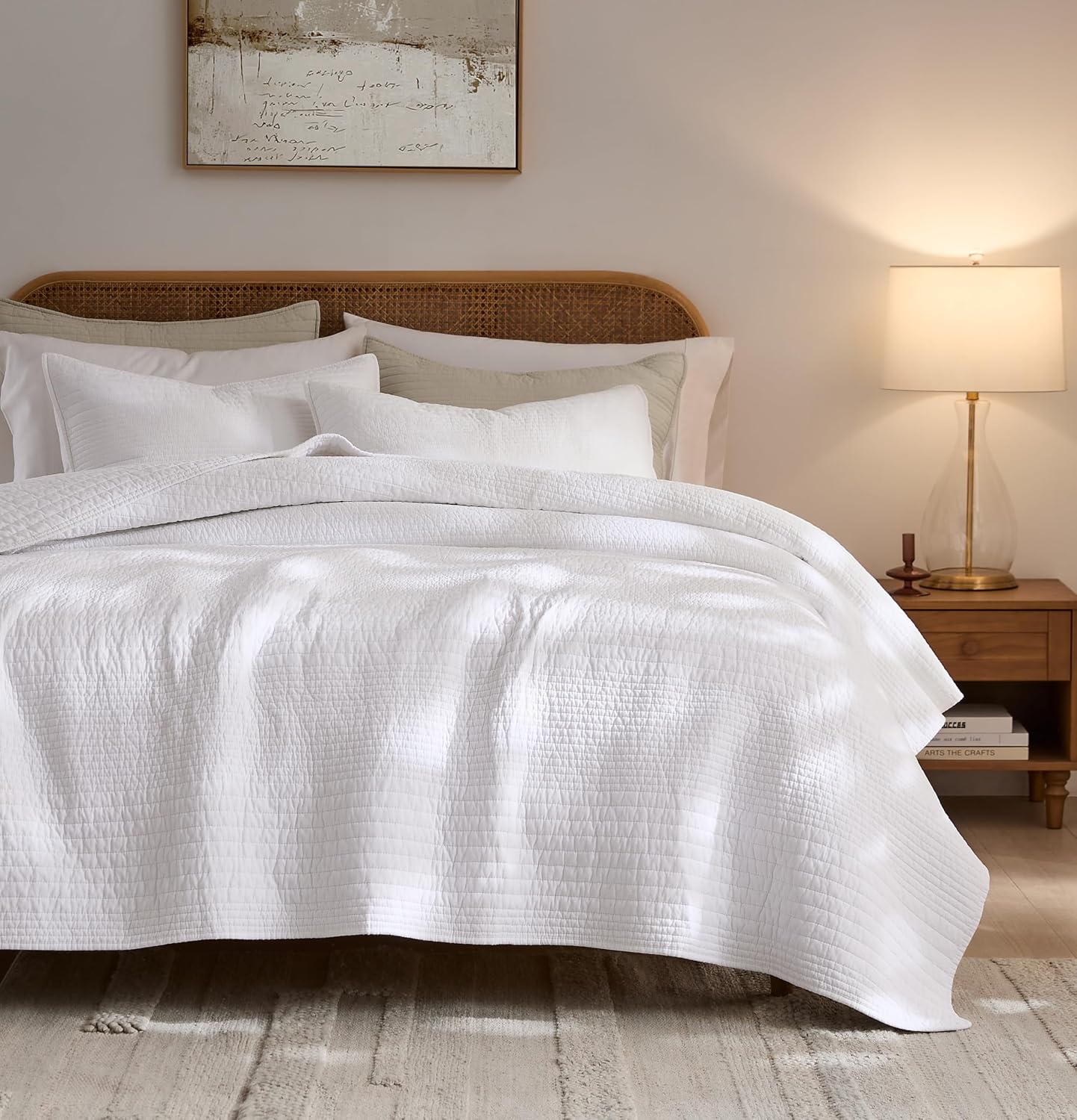 White Cotton Quilt Set